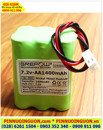 Pin nuôi nguồn NiMh 7.2v-AA1400mAh, Pin sạc NiMh chất lượng cao GREPOW 7.2v-AA1400mAh chính hãng 